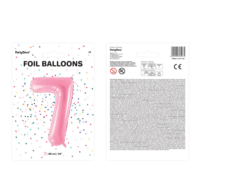 Foil Balloon Number ''7'' - Pink 86cm