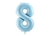 Foil Balloon Number ''8'' - Light Blue 86cm