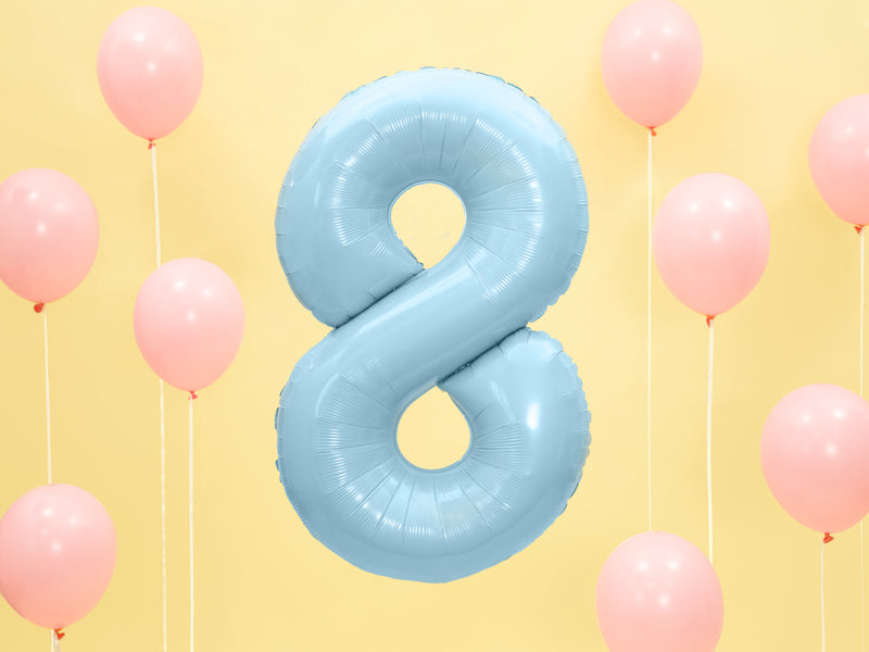 Foil Balloon Number ''8'' - Light Blue 86cm