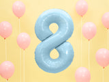 Foil Balloon Number ''8'' - Light Blue 86cm