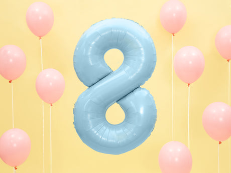 Foil Balloon Number ''8'' - Light Blue 86cm