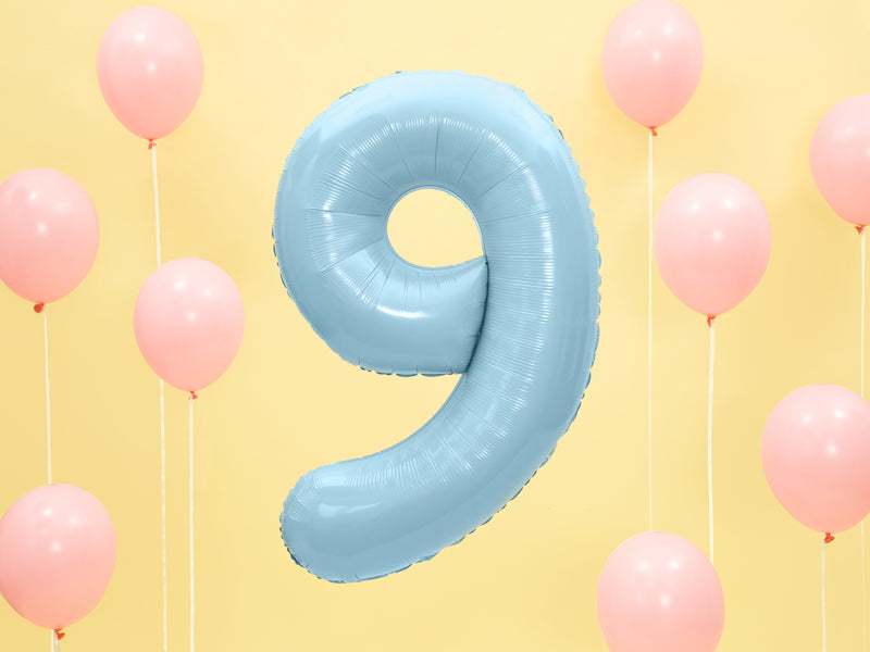 Foil Balloon Number ''9'' - Light Blue 86cm
