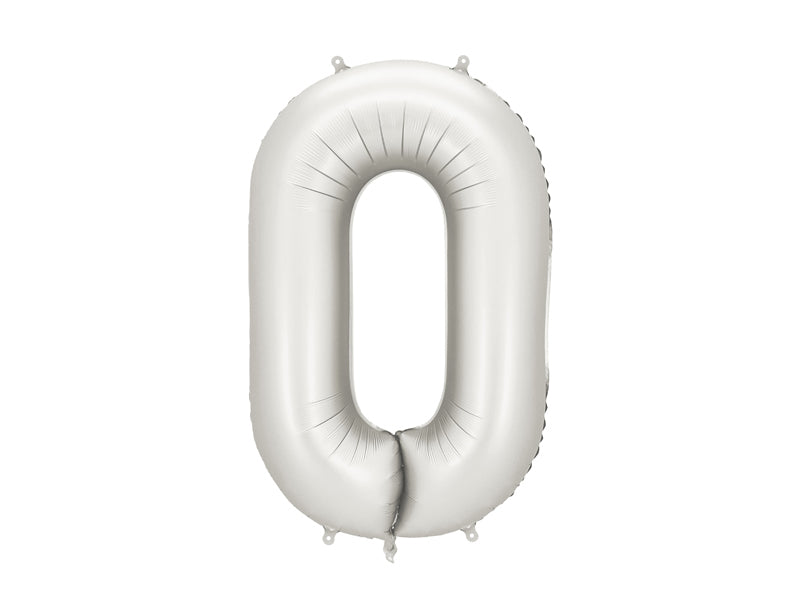 Foil Balloon Number ''0'' - Matte Silver 86cm