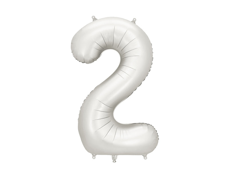 Foil Balloon Number ''2'' -  Matte Silver 86cm