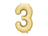 Foil Balloon Number ''3'' - Matte Gold 86cm