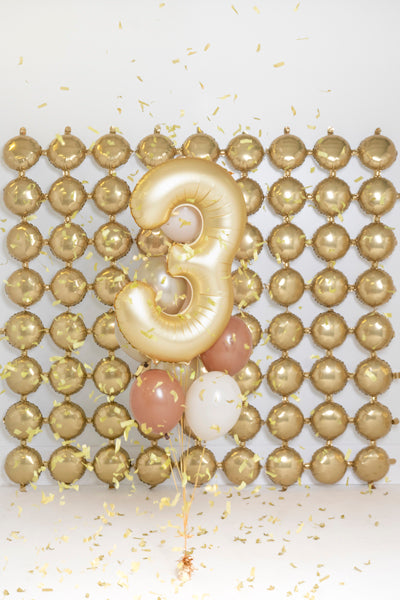Foil Balloon Number ''3'' - Matte Gold 86cm