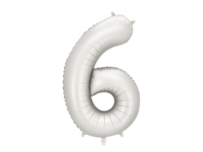 Foil Balloon Number ''6'' -  Matte Silver 86cm