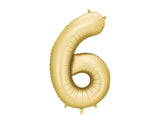 Foil Balloon Number ''6'' - Matte Gold 86cm