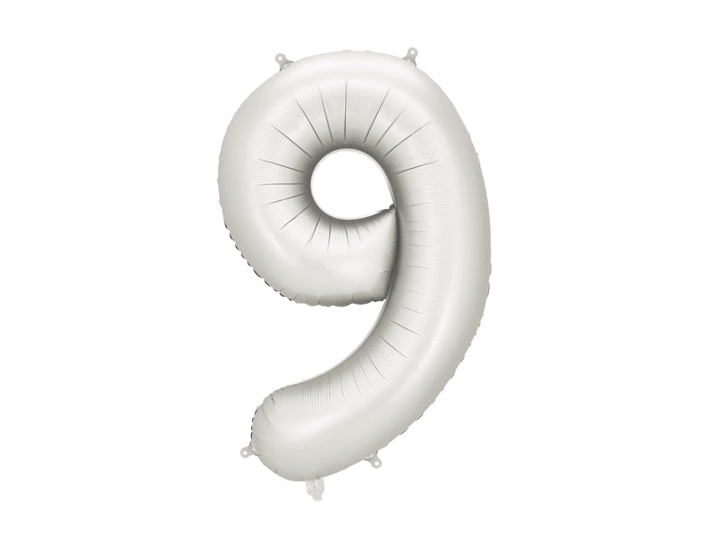 Foil Balloon Number ''9'' -  Matte Silver 86cm