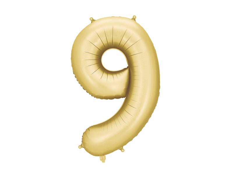 Foil Balloon Number ''9'' - Matte Gold 86cm