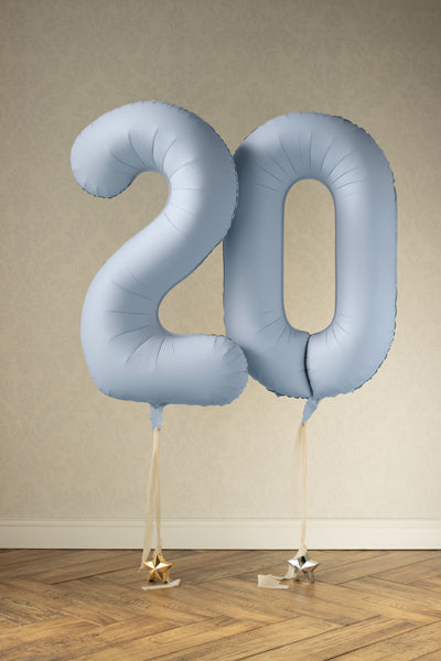 Foil Balloon Number ''0'' - Misty Blue 86cm