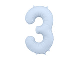 Foil Balloon Number ''3'' - Misty Blue 86cm