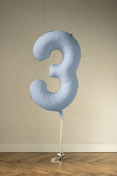 Foil Balloon Number ''3'' - Misty Blue 86cm