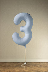 Foil Balloon Number ''3'' - Misty Blue 86cm