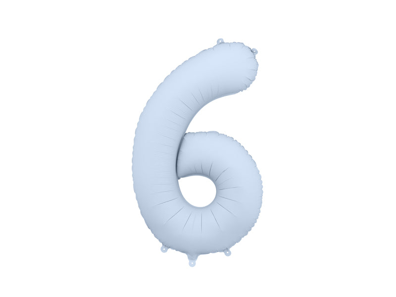 Foil Balloon Number ''6'' - Misty Blue 86cm