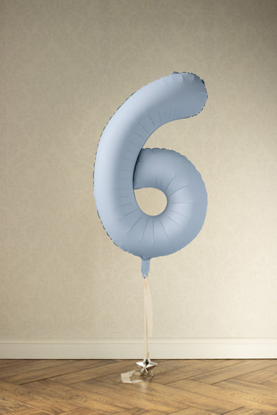 Foil Balloon Number ''6'' - Misty Blue 86cm