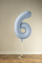 Foil Balloon Number ''6'' - Misty Blue 86cm