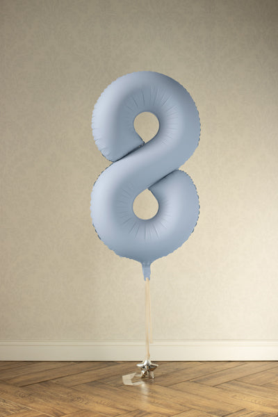 Foil Balloon Number ''8'' - Misty Blue 86cm