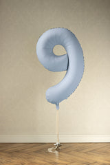 Foil Balloon Number ''9'' - Misty Blue 86cm