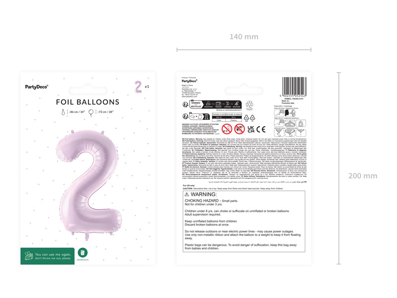 Foil Balloon Number ''2'' - Purple 72cm