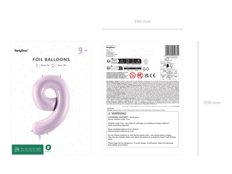 Foil Balloon Number ''9'' - Purple 72cm