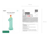 Foil balloon Number ''1'' - Mint 86 cm