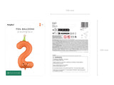 Foil balloon Number ''2'' - Orange 86cm