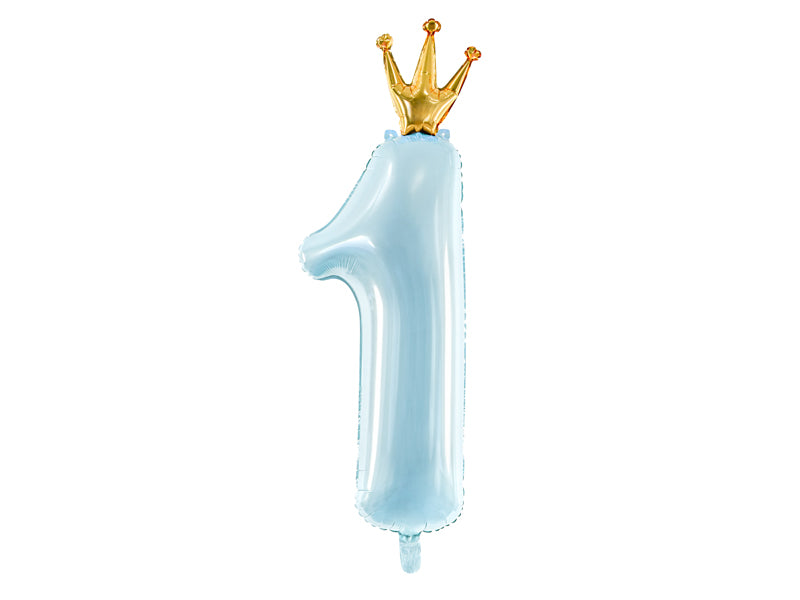 Foil Balloon Number ''1'' - Sky-blue 37x100 cm