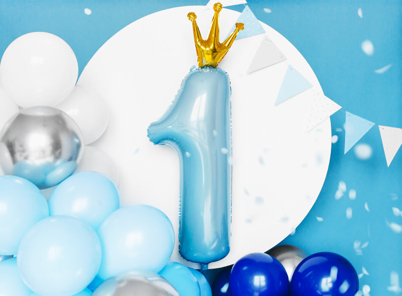 Foil Balloon Number ''1'' - Sky-blue 37x100 cm