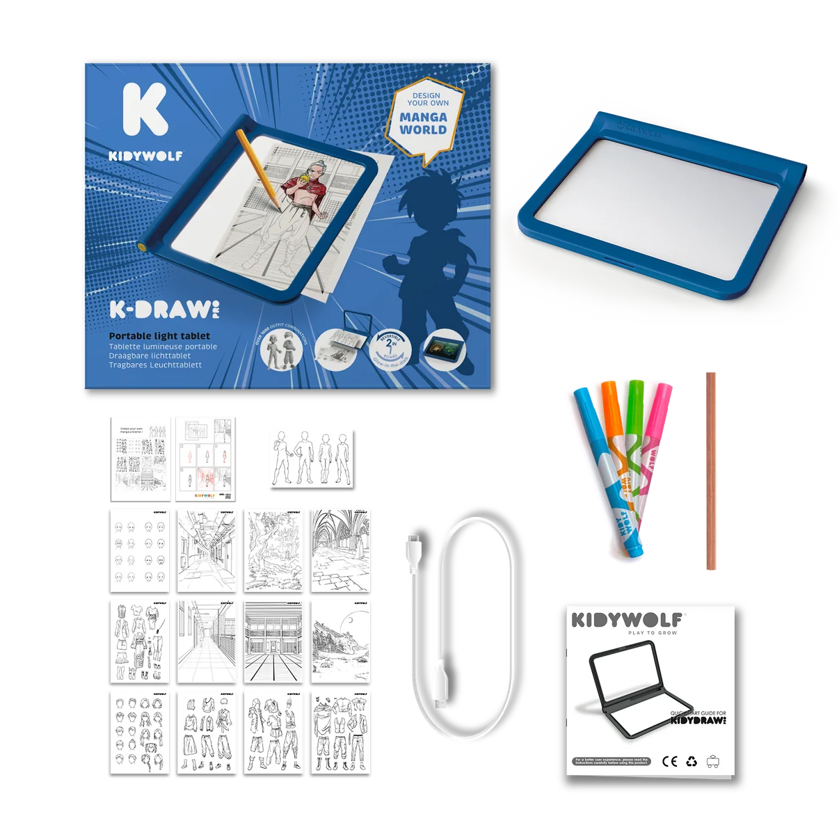 Kidydraw-Pro Light Tablet - Blue Manga