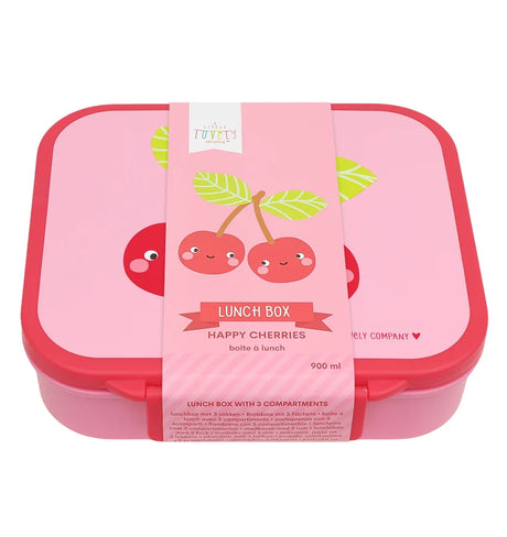 Square Lunch Box (3 compartments) - Happy Cherries
