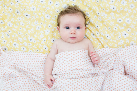 زهور صفراء ونقاط - طقم قماط قطني عدد 2