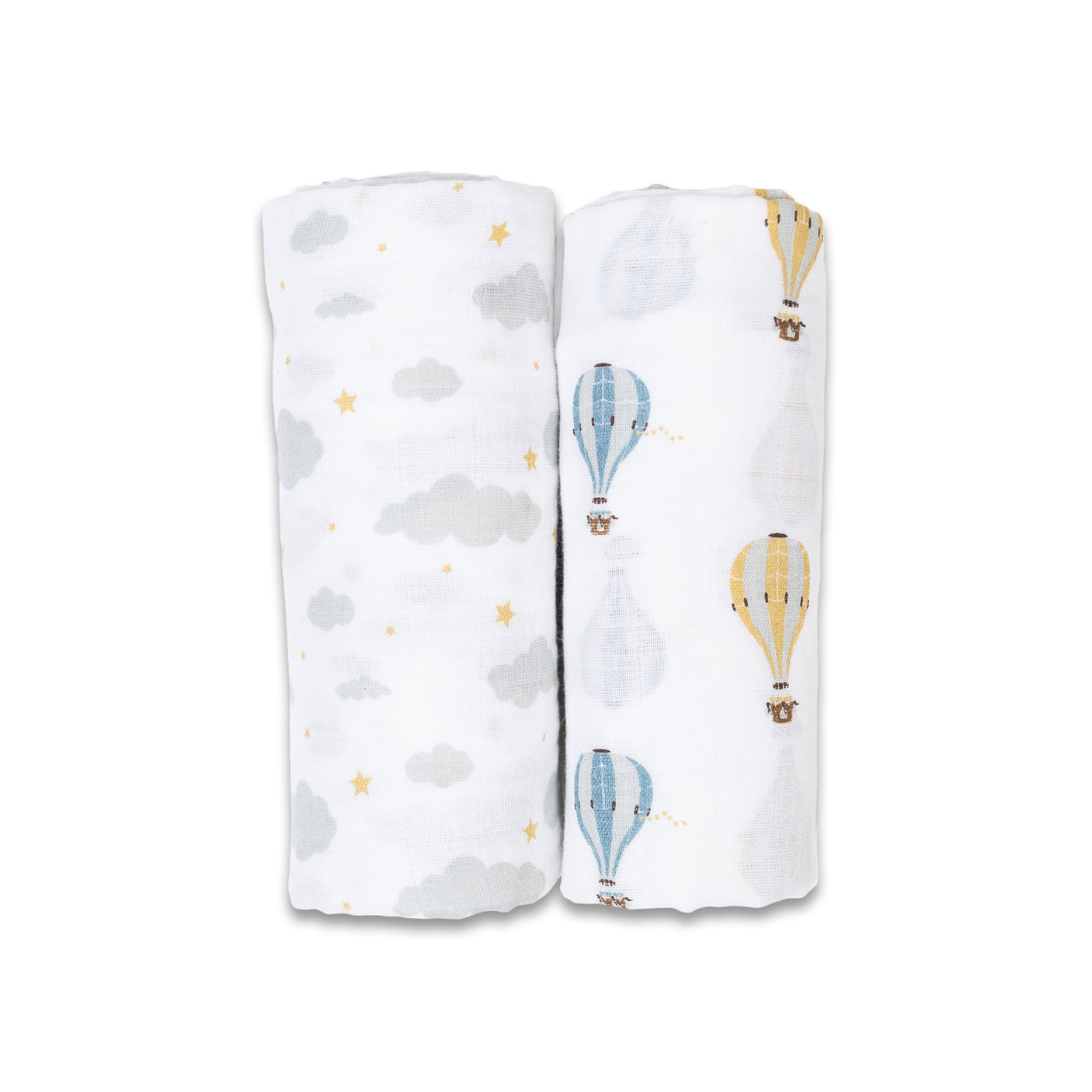 Hot Air Balloon & Clouds - Cotton Swaddle 2 Pack