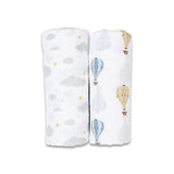 Hot Air Balloon & Clouds - Cotton Swaddle 2 Pack