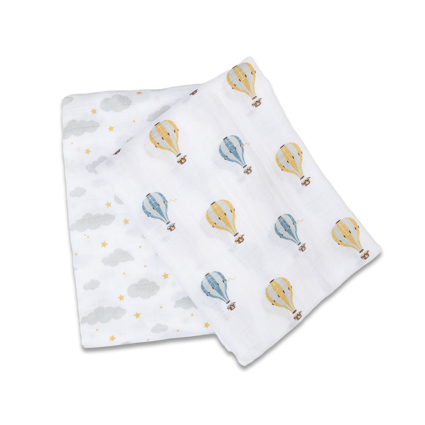 Hot Air Balloon & Clouds - Cotton Swaddle 2 Pack