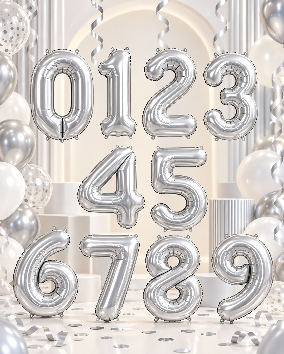 Silver Foil Number Balloon - 86cm