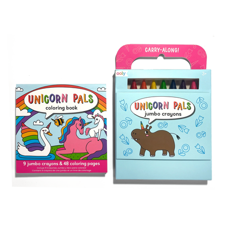 Coloring Book and Crayon Set - Unicorn Pals - Set of 9 Crayons