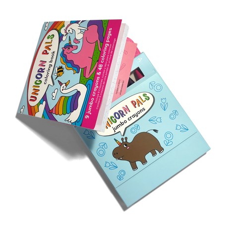 Coloring Book and Crayon Set - Unicorn Pals - Set of 9 Crayons