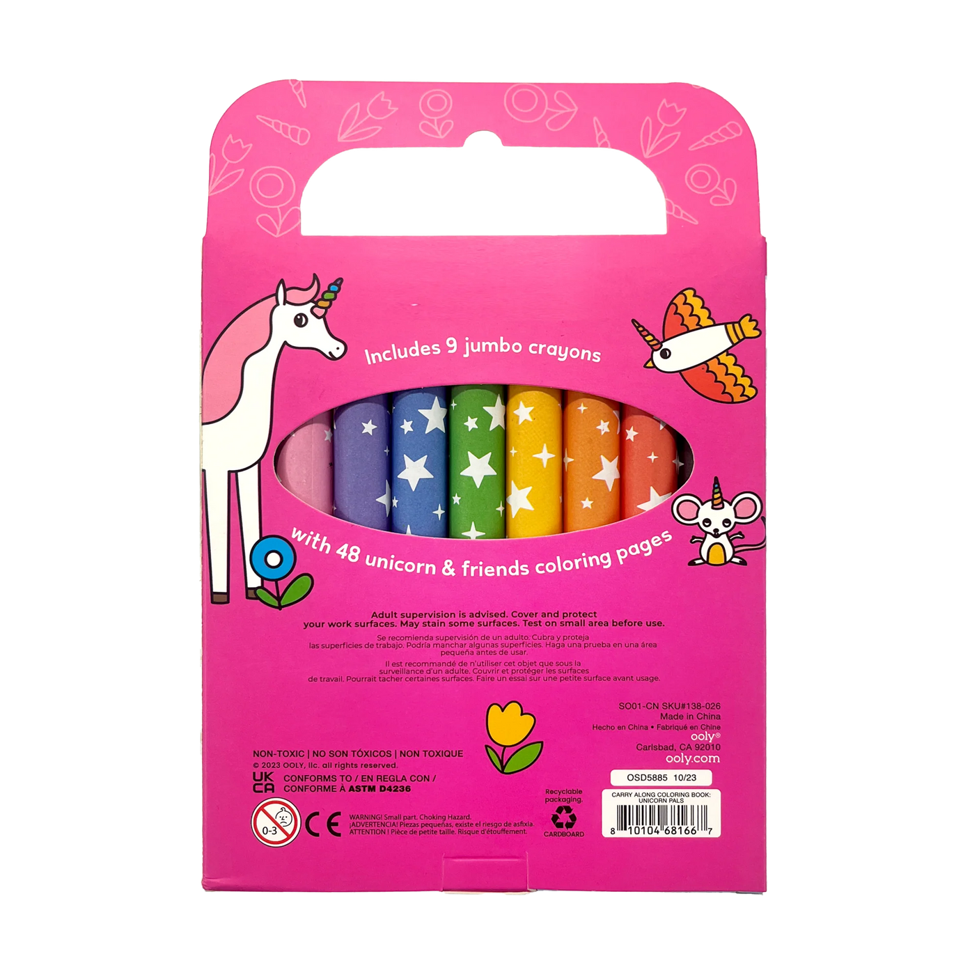 Coloring Book and Crayon Set - Unicorn Pals - Set of 9 Crayons