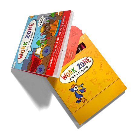 Coloring Book and Crayon Set - Work Zone - Set of 9 Crayons