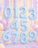 Misty Blue Foil Number Balloon - 86cm