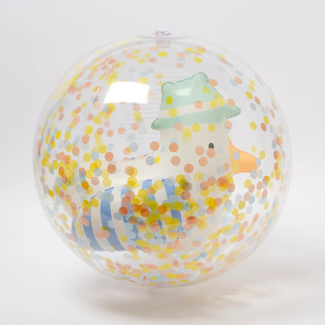 3D Inflatable Beach Ball Sid the Seagull Blue Stripe
