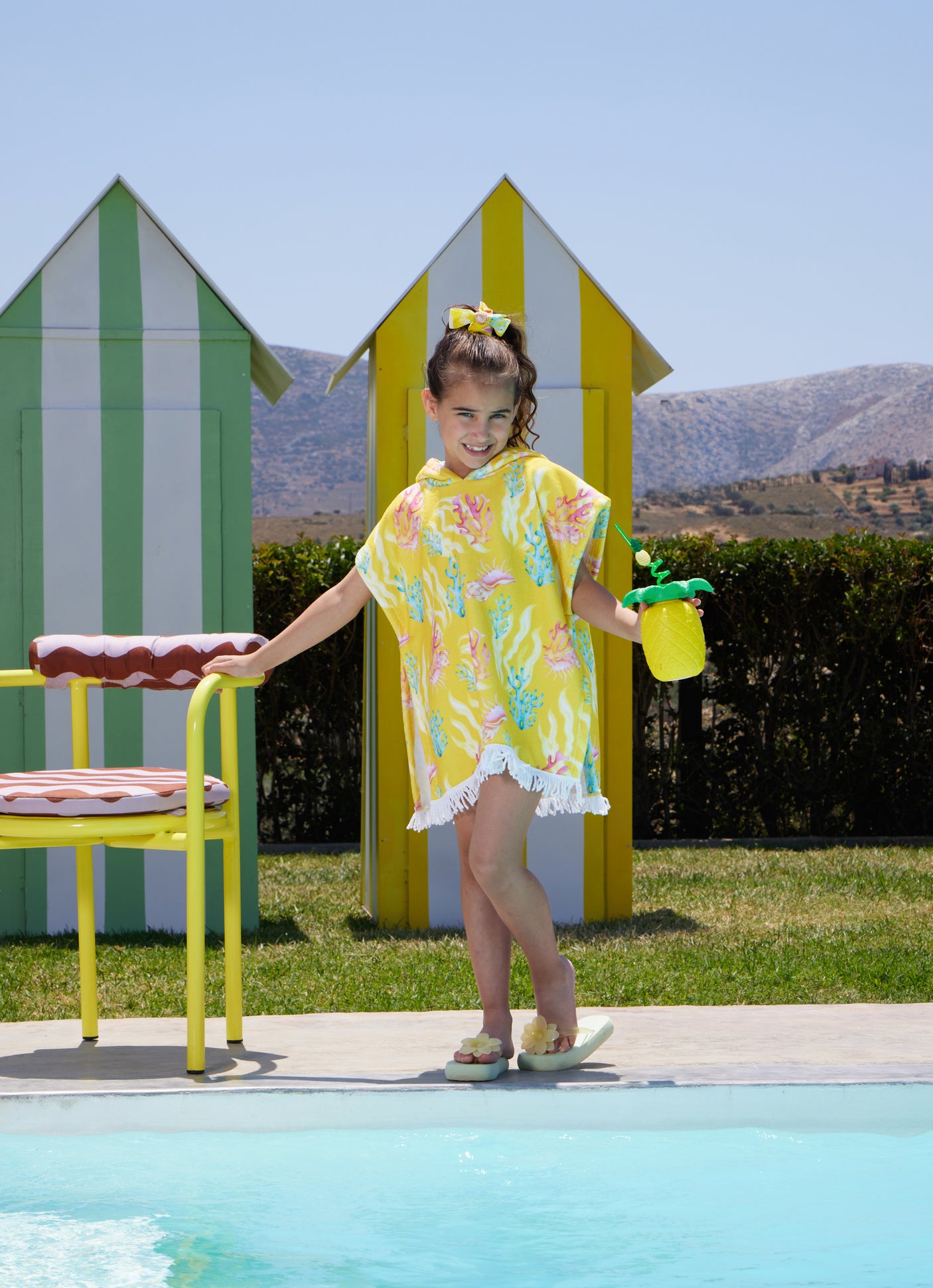 Hooded Terry Poncho - Sunset Reef