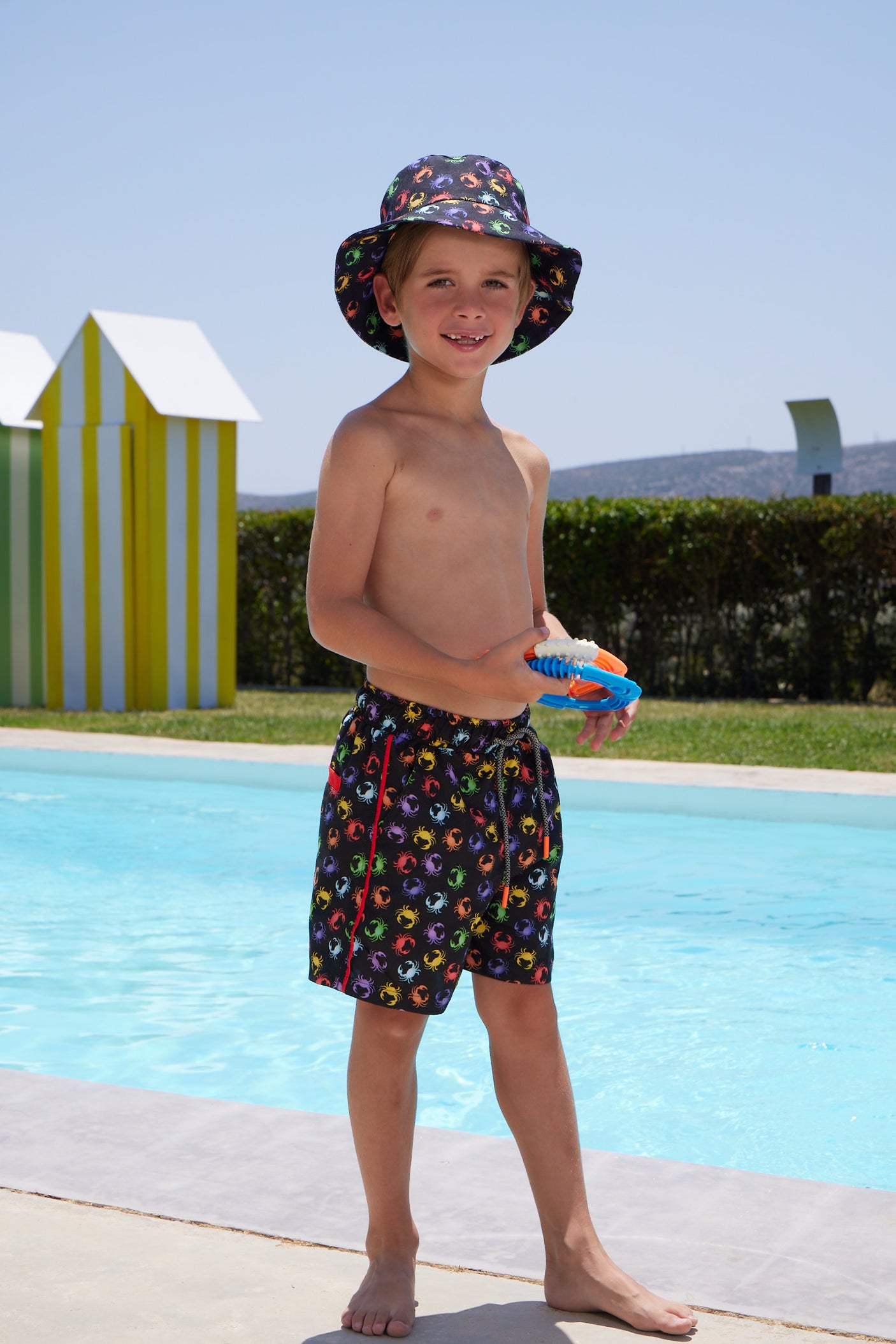 Boy's Swimshorts - Neon Crabs