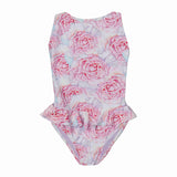 Girl's One Piece Cross Back Swimsuit - Rose