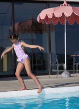 Girl's One Piece Cross Back Swimsuit - Rose