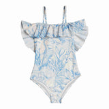 One Piece Ruffled Swimsuit - Thalassa Blue
