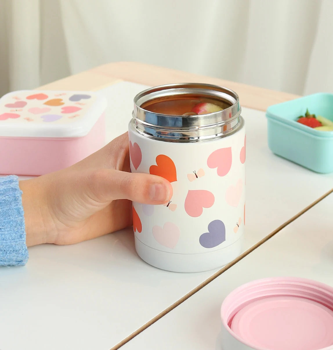Double Wall Insulated Food Jar - 300ml - Hearts
