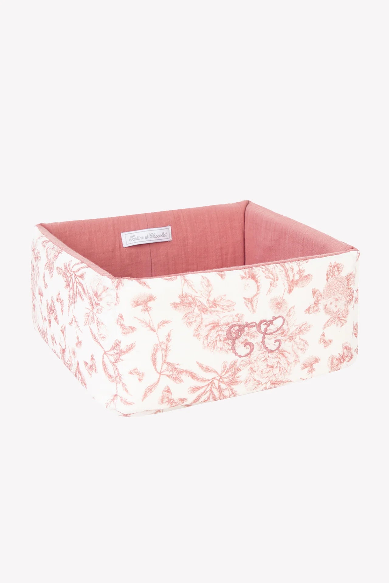 Basket Toile de Jouy Pink
