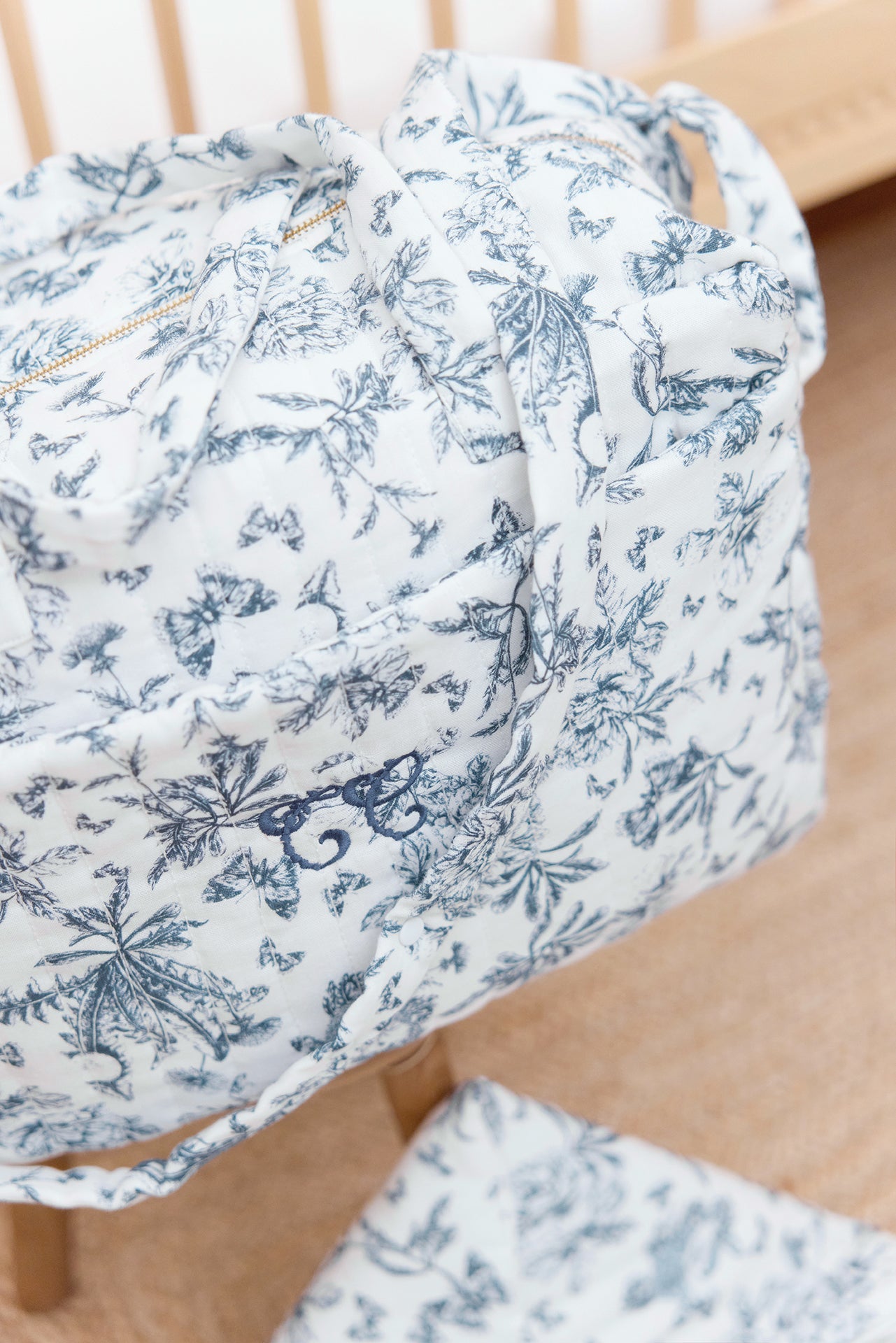 Baby Nappy Bag Toile de Jouy Blue